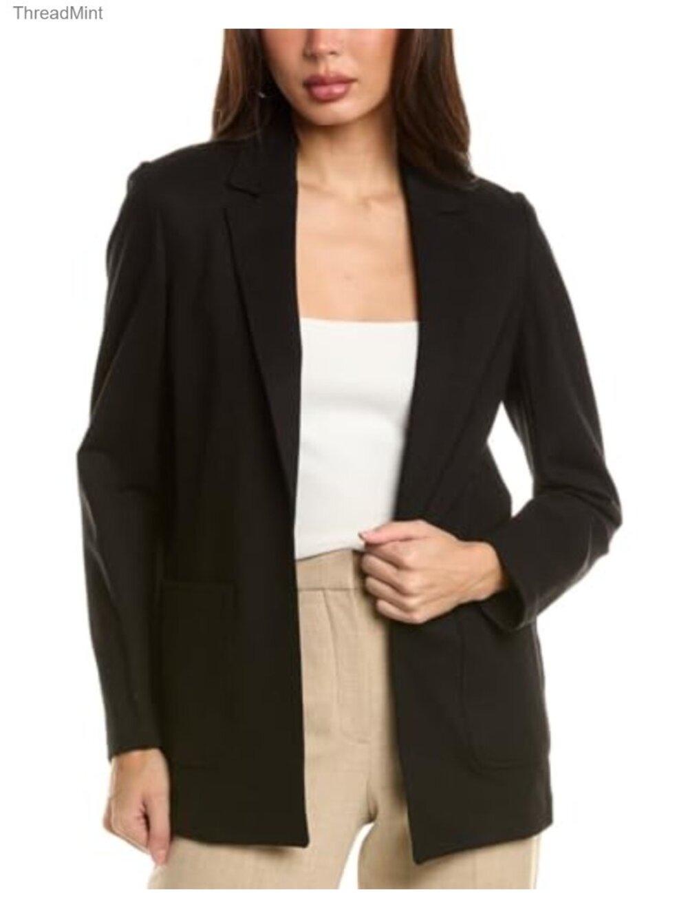 Women's One Button Blazer - Long Sleeve Notch Collar Business Casual